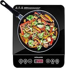 Andrew James Single Induction Cooker 2000W, Portable Electric Hob with Hot Plate | Electric Induction Cooker with Touch Controls & 10 Heat Settings, Portable Stove for cooking on the go (Single Black)