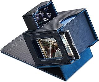 Commander Deck Box for MTG - Patented Design, Commander Display, Fits 100 Double-Sleeved Cards, 35pt Magnetic Card Holder & Dice Tray - Black/Blue