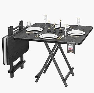 Wooden Dinning Table for Family, 32" Foldable Rectangular Kitchen Dinning for 4 Person, Installation Free Table, Modern Table for Home Dining Room Kitchen Restaurant (Black L1)