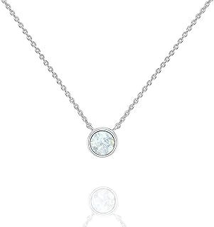 PAVOI 14K Gold Plated Created White Opal Necklace | Opal Necklaces for Women