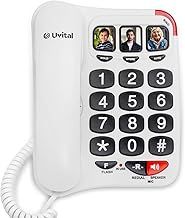​​​Big Button Telephone with Loud Volume, Uvital Speed Dialing Landline for Elderly, Support Adjustable Volume Loud for Hard of Hearing, Large Fonts Corded Phone
