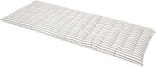 HOMESCAPES Grey & White Stripe Garden Bench Cushion 3 Seater Seat Pad for Patio Furniture Kitchen or Dining Bench Indoor & Outdoor Use Comfortable 100% Cotton Thick Cushion 143 cm Wide