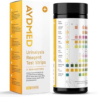 100 x AYDMED 11-in-1 Urine Test Strips | 11 Parameter Urine Test Strips for Urobilinogen, Bilirubin, Ketone, Blood, Protein, Nitrite, Leukocytes, Glucose, Specific Gravity, pH & Ascorbic Acid