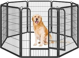Yaheetech Dog Playpen, 8 Panel Puppy Play Pen Heavy Duty Pet Exercise Fence for Garden/Yard 100cm Height