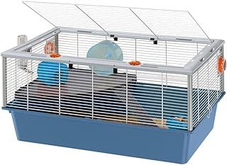 Ferplast CRICETI 80 Spacious Hamster Cage - Multi-Level Design with Large Living Space, Fully Equipped Exercise Wheel & Accessories, Easy Access & Cleaning - Tubes Connect&Play, 78x48xh39cm - Blue