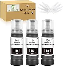 104 Sublimation Ink for Epson 2810 1810 2710 2714 2711 2726 ET-2850 2830 2815 2820 2856 2750 2700 2811 Compatible EPSON ECOTANK Printer Heat Press Transfer on Mugs T-Shirts (3 Black)