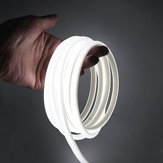 Flexible COB Neon Light Strip, 220V LED Strip 288 LEDs/m, Cut to 50cm, IP65 Waterproof Modified Silica Gel Rope Light with UK Plug Power Supply (3m, Cold White)
