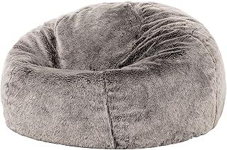icon Kenai Faux Fur Classic Bean Bag, Artic Grey, Large Adult Bean Bag Chair with Filling Included, Comfy Chair, Living Room Furniture, Bedroom Furniture