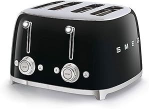 Smeg TSF03BLUK 4 Slice Toaster, Extra Wide Slots, 3 pre set programmes, Black