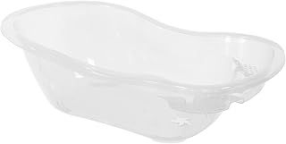 simpa 50L 50 Litre Large Clear Transparent Plastic Baby Bath Tub with Integrated Plug Hole