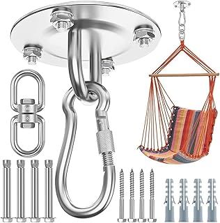 Heavy Duty 360° Rotating Swing Hangers - 304 Stainless Steel Swivel Hooks for Ceiling, Wooden Porch, Gym, Yoga Suspension - 400 kg Capacity