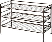 Amazon Basics 3-Tier Shoe Rack Organiser, Holds 9-Pair, Brown, 68 D x 32 W x 47.5 H cm