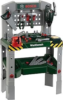 Theo Klein 8637 Bosch Workbench I 48 parts I Work surface with learning function I With tools and accessories I Toy for children aged 3 years and up