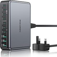 Rocoren 480W GaN USB C Charger Multiple, 10-Port PD100W QC4.0 PPS 4-Laptop Charger Station with 1.5m UK Extension Cord Compatible with MacBook, HP, iPad, iPhone, Sumsung Galaxy and More USB C Laptops