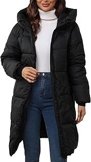 Womens Winter Coat Warm Long Down Jacket Lightweight Windproof Quilted Puffer Coats Jackets Ladies Outdoor Hiking Parka Outwear with Hood