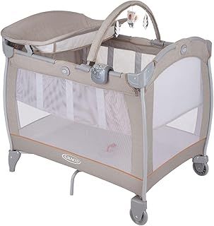 Graco Contour Electra Travel Cot with bassinet, lightweight with music, vibration, nightlight, compact fold and carrybag. Suitable from birth to approx. 3 Years, Little Adventures fashion