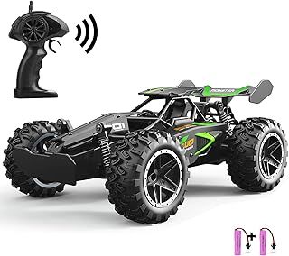 Remote Control Cars – 2.4GHz High-Speed RC Car for Kids, 15KM/H+ 2WD Off-Road Remote Control Car with 2 Rechargeable Batteries, Electric Remote Control Truck Toy for Boys & Girls Gifts (Green)