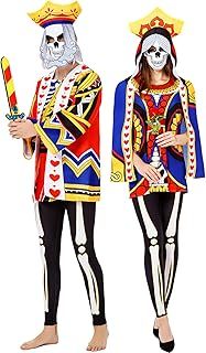 BAYLAY Couple Costumes for Adults - King and Queen Adults Couple Halloween Costumes with Skull Mask Halloween Couple Costumes for Adults