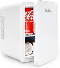 Enventor Mini Fridge 4 Litre, 6 Can Mini Fridges for Bedrooms, AC+12V DC Power Cooler & Warmer, Portable Small Fridge for Car, Travel, Home/Skincare, Makeup, Cosmetics/Drinks, Fruit, Food, White