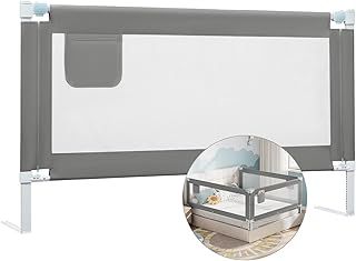 WOLTU Bed Guard,Bed Rail for Toddlers,Baby Bed Guard for Singe Bed Safety Rail Height Adjustable 69-87cm Portable Bed Barrier for Children,Removable Cover,Metal Frame,150cm Wide,Dark Grey