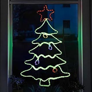 garden mile Festive Lighting Large Pre-Lit Christmas Tree Rope Lights Xmas Tree Silhouette LED Lights Waterproof Indoor and Outdoor Christmas Decoration Xmas Home Decor (Christmas Tree)