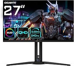Gigabyte AORUS FO27Q2 27" OLED QHD Gaming Monitor - 2560 x 1440, 240Hz, 0.03ms, KVM, 250 cd/m², FreeSync Premium Pro, DisplayHDR True Black 400, HDMI 2.1