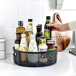 HAYSLAND Lazy Susan Turntable Cupboard Organizer, Rotatable Spice Rack, Multi-Functional Holder Tray for Kitchen Storage and Organization