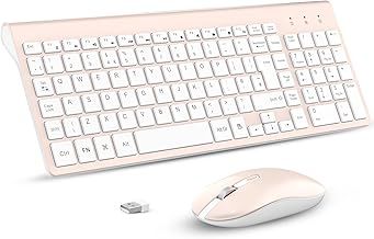 Wireless Keyboard and Mouse Set, 2.4G Compact Slim QWERTY UK Layout USB Keyboard and Cordless Silent Mouse Combo with Numeric Keypad Ergonomic Energy Saving for Windows PC/Laptop/Computer/Apple Mac