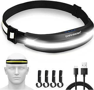 DARKBEAM Head Torch USB Rechargeable LED Headlamp Hardhat Light, COB 230° Floodlight Hands-Free Flashlight Red Light Headlight - Super Bright Head Lamp for Camping, Repair, Fishing, with Clip