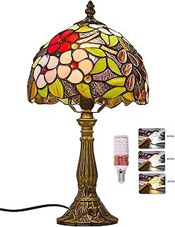 Vintage Pastoral Gorgeous Grapes Flowers Stained Glass Tiffany Style Table Lamp Bedroom Lamp Bedside Lamp Children's Lamp(Color:8Inch)