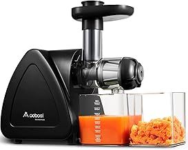 AOBOSI Cold Press Juicer Machines with Reverse Function, Slow Masticating Juicer with Quiet Motor, High Juice Yield, Juice Cup Baffle and Brush for Easy Clean, Black