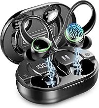 Wireless Earbuds, Bluetooth 5.4 Headphones, 50H+ Playtime Stereo Noise Canceling Headphones with 4 ENC Mic, Sport Ear buds with Earhooks, IPX7 Waterproof Wireless Earphones for Sport/Running/Gym