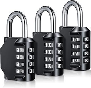 Combination Padlock Heavy Duty Locks - BeskooHome 4-Digit Weatherproof Combination Lock Resettable Combination Padlock Outdoor for Gym, School, Hasp, Outdoor Shed, Storage, Cabinet, Toolbox - 3 Pack