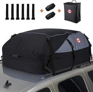 Sailnovo Rooftop Cargo Carrier, Car Roof Bag 20 Cubic Feet Reinforced Waterproof Zippers and Leather Strips with Door Hooks are Suitable for Various Types of Cars