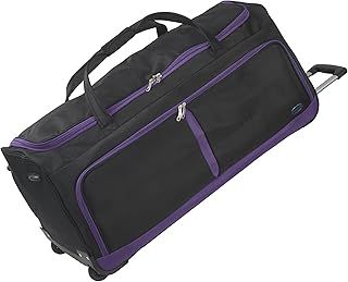 Aerostar 32" Large Lightweight Duffle 2 Wheel Travel Bag Holdall Suitcase Check-in Luggage All Terrain (122L, Purple on Black)