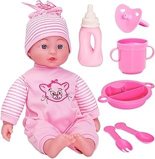Baby Doll Set - 40cm Talking Doll With Feeding Accessories Set - Baby Dolls For Girls - Doll Suitable From 2 Years +