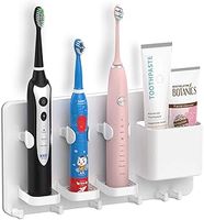 simpletome Adhesive Electric Toothbrush Holder Wall Mounted Razor Hanger Bathroom Organizer Box ABS (White)
