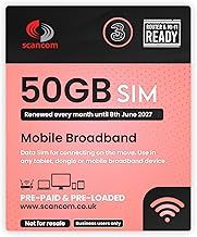 Three 50GB Data SIM – Uncapped 5G Speeds – Renewed EVERY MONTH Until 8th JUNE 2027 – No Contract – Ideal for Business Mobile Broadband, Routers & Phones