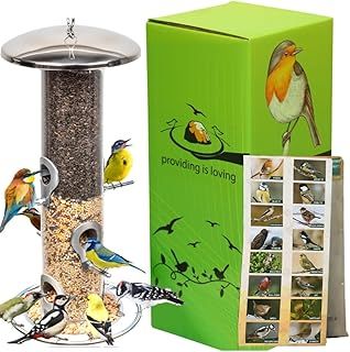 HEAVY DUTY stainless steel metal bird feeder, easy clean garden bird seed feeders hanging, bird feeders for small birds, bird feeders hanging for wild bird, hanging bird feeder for backyard BY PROVIDE