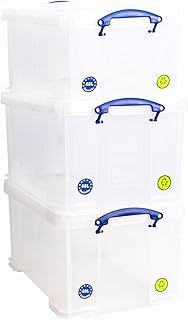 Really Useful Box Plastic Storage 48 Litre Clear (Pack Of 3)
