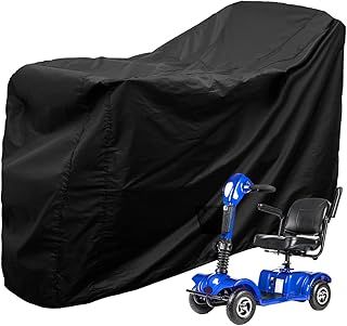 Heavy Duty Mobility Scooter Cover with Storage Bag, 190D Oxford Waterproof Anti-uv Wheelchair Storage Cover, 140 * 66 * 91 cm