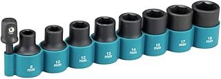 Makita B-54645 9 Piece Cr-Mo 1/2" Impact Socket Set with 1/4" Hex Adapter