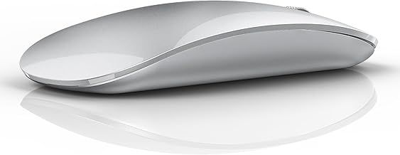 Uiosmuph Bluetooth Mouse, USB C Rechargeable Wireless Mouse, Triple Mode (Dual Bluetooth+USB) Computer Silent Mice Portable with USB Receiver Type C Adapter for Laptop/MacBook/iPad/PC(silver)