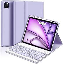 GOKOCO Keyboard Case for 2025 iPad Air 13inch M3&2024 Air 13inch M2&Pro 12.9inch 3rd/4th/5th/6th Gen Cover with Magnetically Wireless Bluetooth Keyboard for Air7 Give Full Protection with iPad-Purple