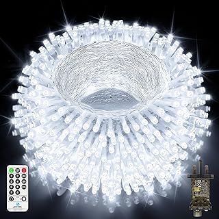 JXLEDAYY 403 FT 1000 LED String Lights Outdoor Fairy Lights Plug in Super Long Christmas Lights with Remote Timer 8 Modes for Xmas Tree Yard Outside Garden House Party Wedding Decoration-Cool White
