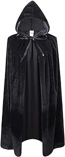 VIROSA Unisex Value Black Vevet Style Hooded Cape Adult/Kids Fancy Dress Costume, Unixsex, Halloween, Fancy Dress