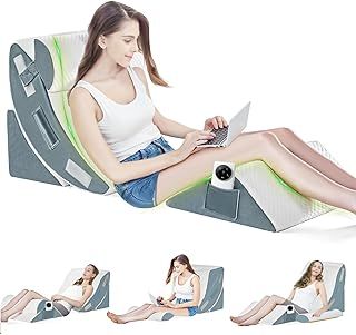 4Pcs Orthopedic Bed Wedge Pillow Set, Incline Wedge Pillow for Post Surgery Back Neck Knee Pain Relief, Adjustable Wedge Pillows for Sleeping with Washable Cover