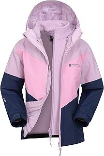 Mountain Warehouse Lightning 3 in 1 Kids Waterproof Jacket - Taped Seams Triclimate Jacket, Detachable Hood, Inner Fleece Kids Coat - For Walking, Hiking