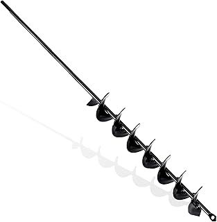 SYITCUN 5x80cm Garden Auger Drill Bit for Planting, Long Handle Post Hole Digger,Extended Spirals for Digging Rapidly,Garden Hole Digger Auger for Planting Bulbs Seedlings,Bulb Planting Auger