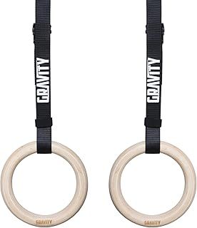 GRAVITY FITNESS Wooden Gymnastic Rings with Adjustable Straps with Buckle – Premium Calisthenic Olympic Rings for Gymnastics, & Full Body Fitness for Home and Gym Workouts